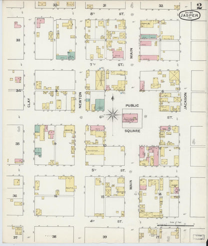 Sanborn Fire Insurance Map from Jasper, Dubois County, Indiana (1892), Sheet #0002 - Historic Sanborn Fire Insurance Map Print, vintage old map wall art, antique decor, genealogy gift, Indiana Indiana map