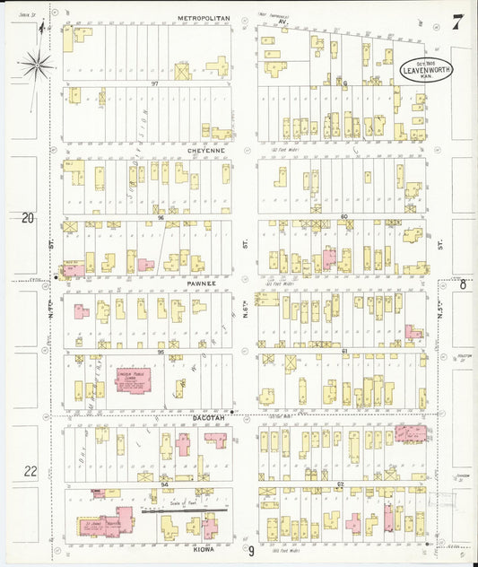 Sanborn Fire Insurance Map from Leavenworth, Leavenworth County, Kansas (1905), Sheet #0008 - Historic Sanborn Fire Insurance Map Print, vintage old map wall art, antique decor, genealogy gift, Kansas Kansas map