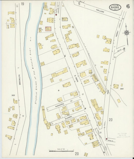Sanborn Fire Insurance Map from Barre, Washington County, Vermont (1916), Sheet #0006 - Historic Sanborn Fire Insurance Map Print, vintage old map wall art, antique decor, genealogy gift, Vermont Vermont map