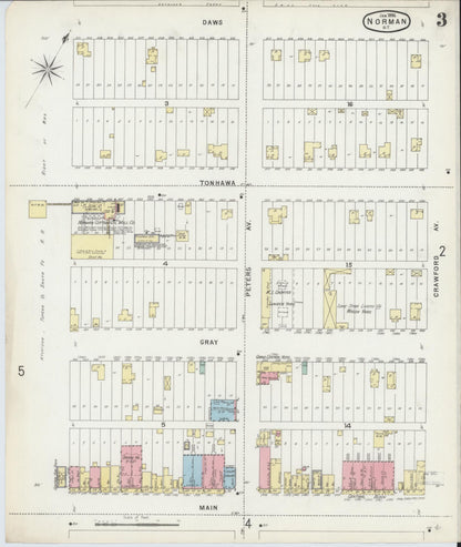 Sanborn Fire Insurance Map from Norman, Cleveland County, Oklahoma (1896), Sheet #0003 - Complete Map Set gallery image, historic Sanborn map, vintage wall art, Oklahoma Oklahoma