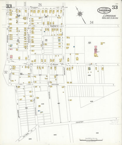 Sanborn Fire Insurance Map from Stroudsburg, Monroe County, Pennsylvania (1923), Sheet #0033 - Complete Map Set gallery image, historic Sanborn map, vintage wall art, Pennsylvania Pennsylvania