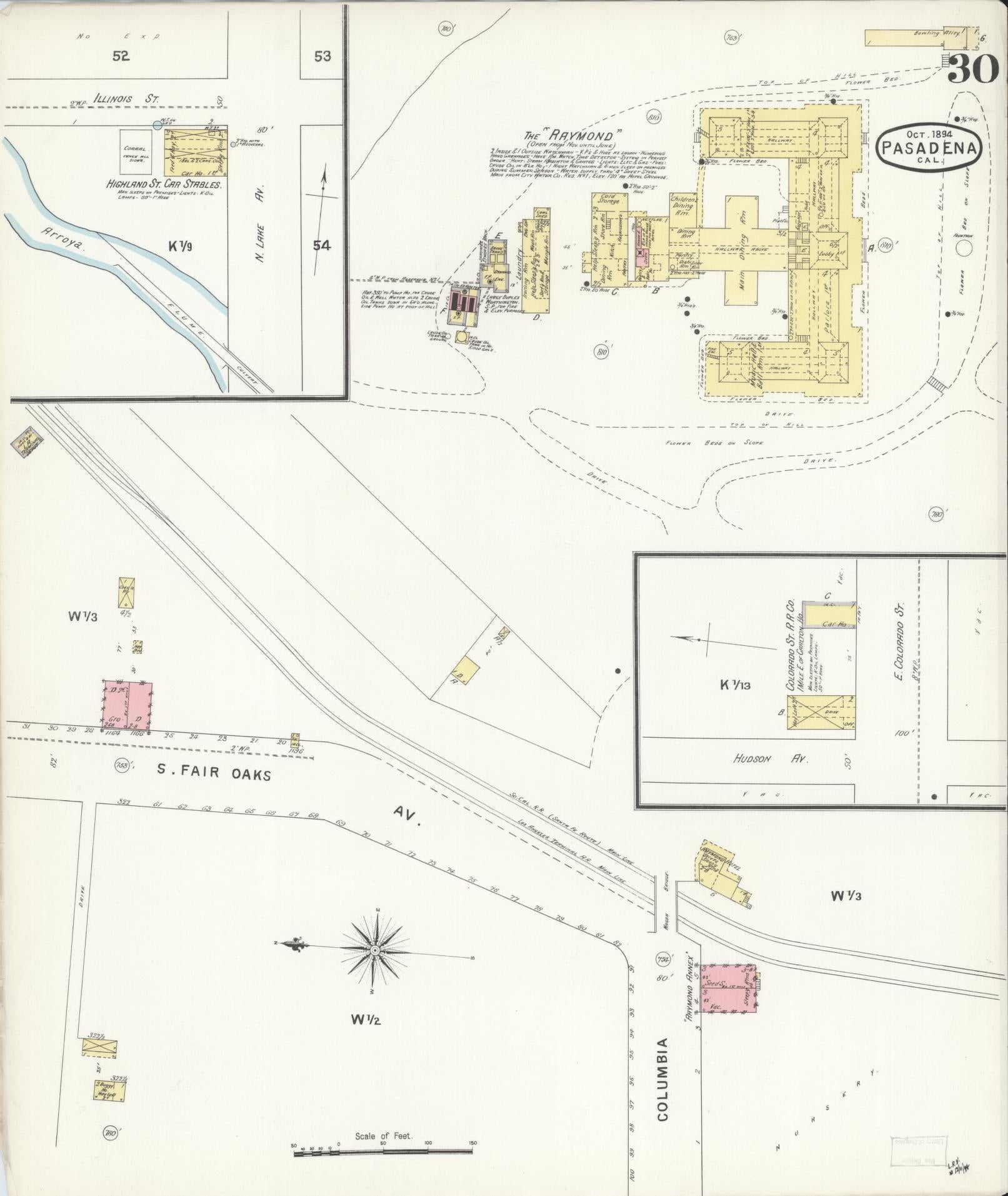 Sanborn Fire Insurance Map from Pasadena, Los Angeles County, California (1894), Sheet #0030 - Complete Map Set gallery image, historic Sanborn map, vintage wall art, California California