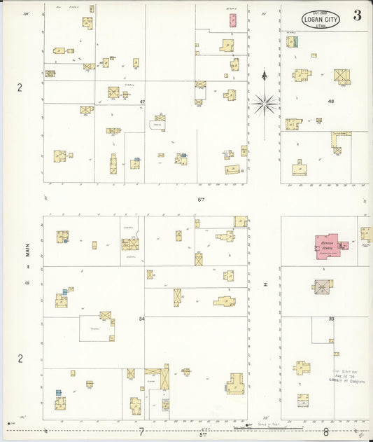 Sanborn Fire Insurance Map from Logan, Cache County, Utah (1900), Sheet #0003 - Historic Sanborn Fire Insurance Map Print, vintage old map wall art, antique decor, genealogy gift, Utah Utah map