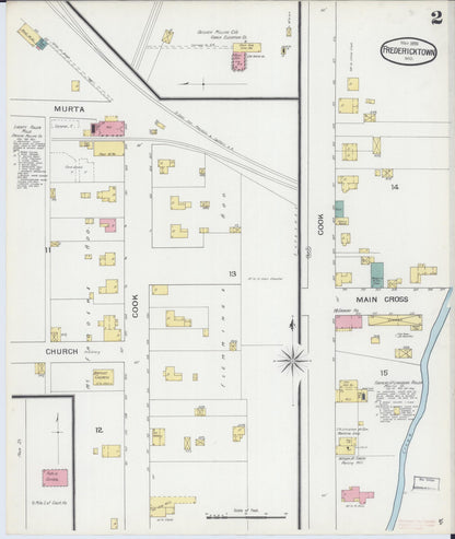 Sanborn Fire Insurance Map from Fredericktown, Madison County, Missouri (1893), Sheet #0002 - Complete Map Set gallery image, historic Sanborn map, vintage wall art, Missouri Missouri