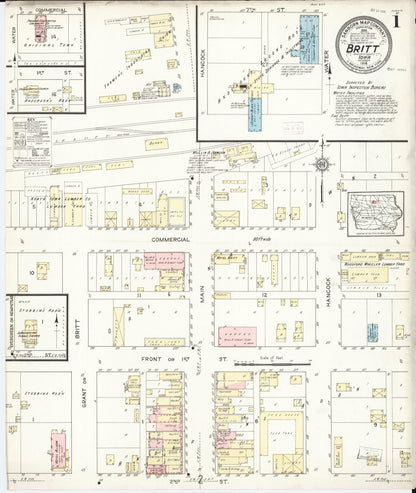 Sanborn Fire Insurance Map from Britt, Hancock County, Iowa (1914), Sheet #0001 - Historic Sanborn Fire Insurance Map Print