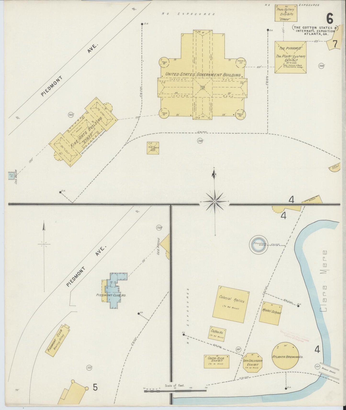 Sanborn Fire Insurance Map from Atlanta, Fulton  County, Georgia (1895), Sheet #0006 - Historic Sanborn Fire Insurance Map Print, vintage old map wall art, antique decor, genealogy gift, Georgia Georgia map