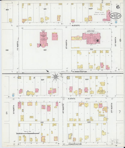 Sanborn Fire Insurance Map from New Ulm, Brown County, Minnesota (1905), Sheet #0006 - Historic Sanborn Fire Insurance Map Print, vintage old map wall art, antique decor, genealogy gift, Minnesota Minnesota map
