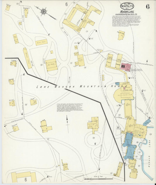 Sanborn Fire Insurance Map from New Paltz, Ulster County, New York (1913), Sheet #0006 - Historic Sanborn Fire Insurance Map Print, vintage old map wall art, antique decor, genealogy gift, New York New York map