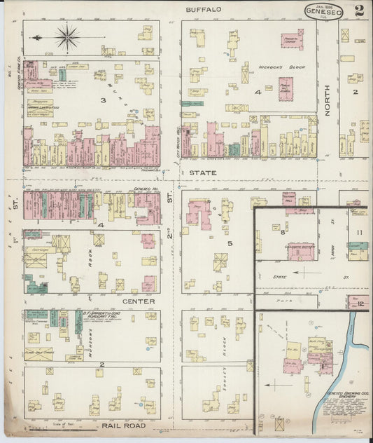 Sanborn Fire Insurance Map from Geneseo, Henry County, Illinois (1886), Sheet #0002 - Historic Sanborn Fire Insurance Map Print, vintage old map wall art, antique decor, genealogy gift, Illinois Illinois map
