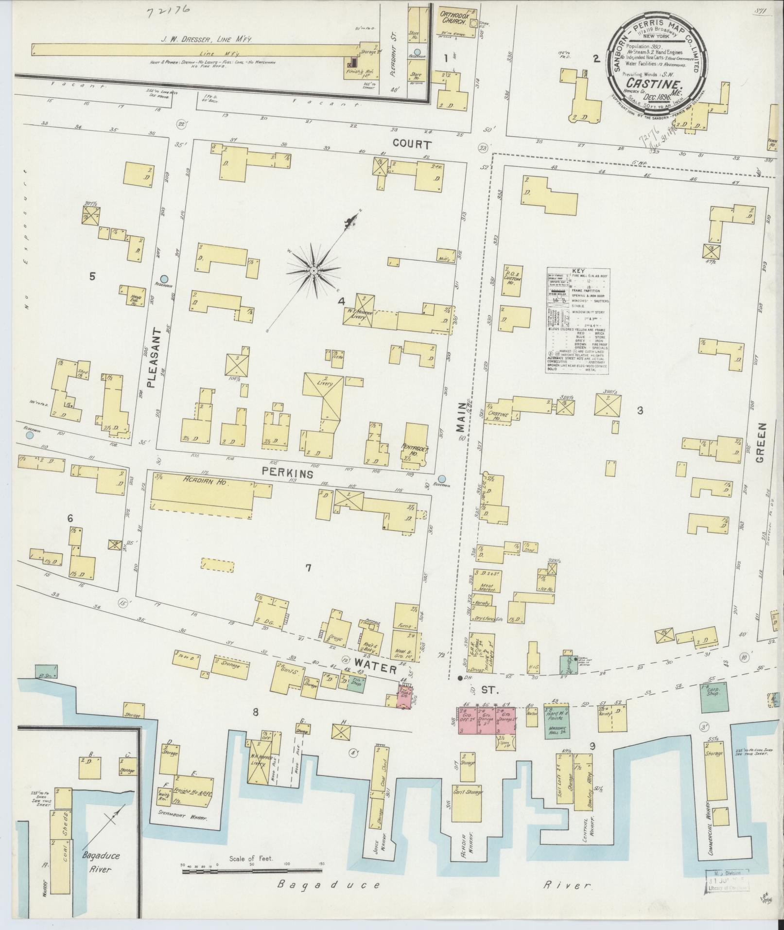 Sanborn Fire Insurance Map from Castine, Hancock County, Maine. (1896) – Historic Sanborn Fire Insurance Map Print