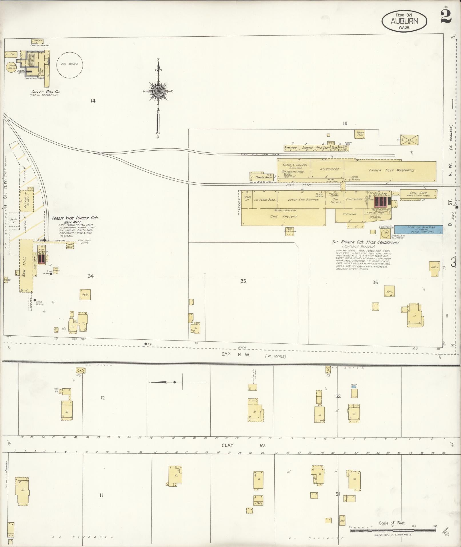 Sanborn Fire Insurance Map from Auburn [see also Slaughter], King County, Washington (1921), Sheet #0002 - Complete Map Set gallery image, historic Sanborn map, vintage wall art, Washington Washington