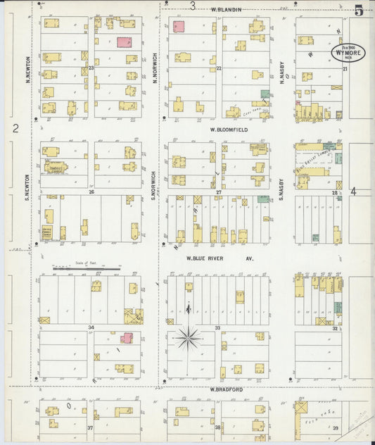 Sanborn Fire Insurance Map from Wymore, Gage County, Nebraska (1900), Sheet #0005 - Historic Sanborn Fire Insurance Map Print, vintage old map wall art, antique decor, genealogy gift, Nebraska Nebraska map