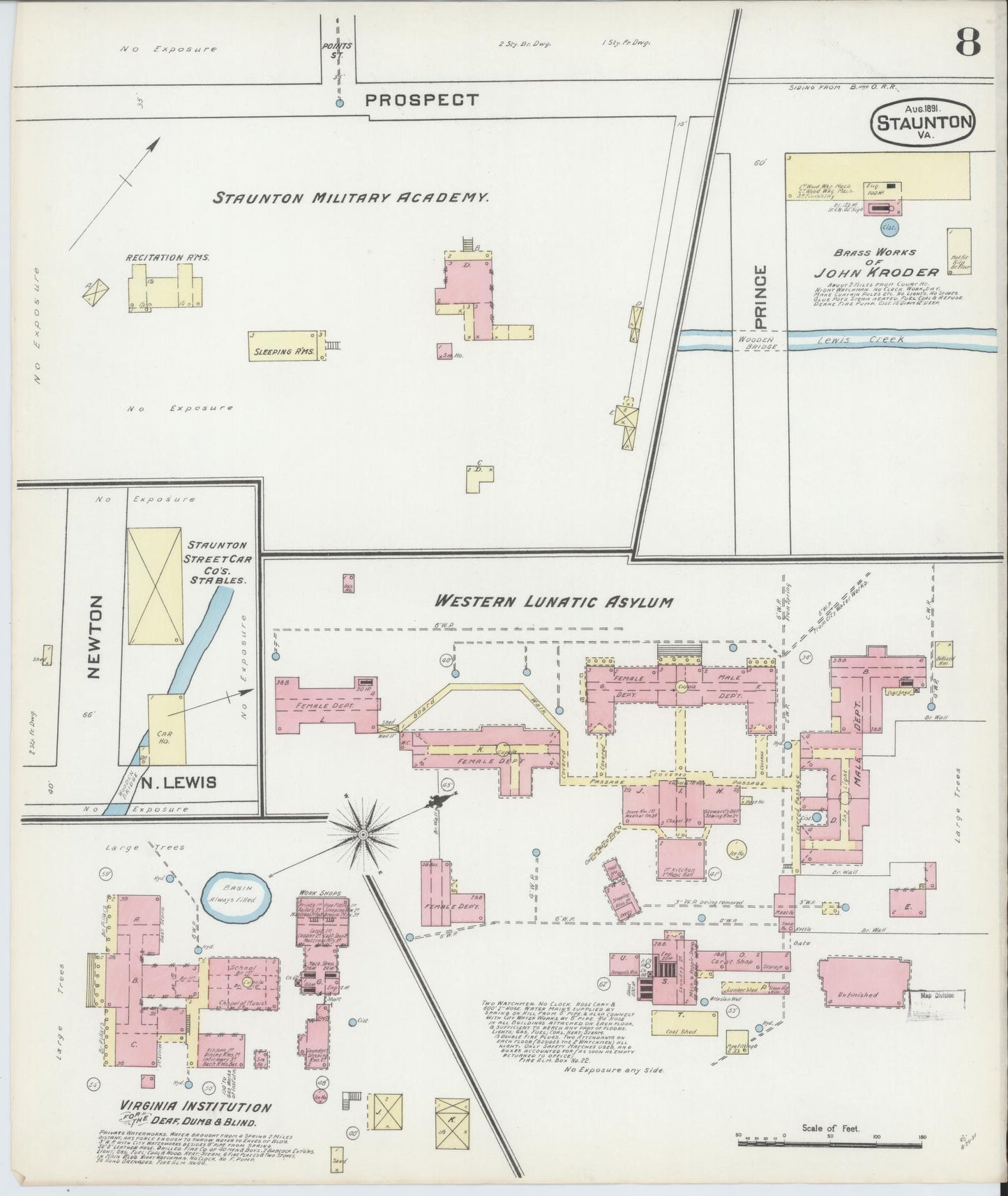 Sanborn Fire Insurance Map from Staunton, Independent Cities, Virginia (1891), Sheet #0008 - Complete Map Set gallery image, historic Sanborn map, vintage wall art, Virginia Virginia