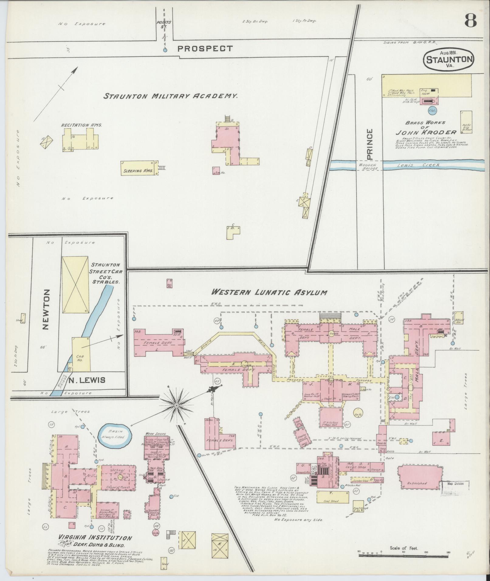 Sanborn Fire Insurance Map from Staunton, Independent Cities, Virginia (1891), Sheet #0008 - Complete Map Set gallery image, historic Sanborn map, vintage wall art, Virginia Virginia