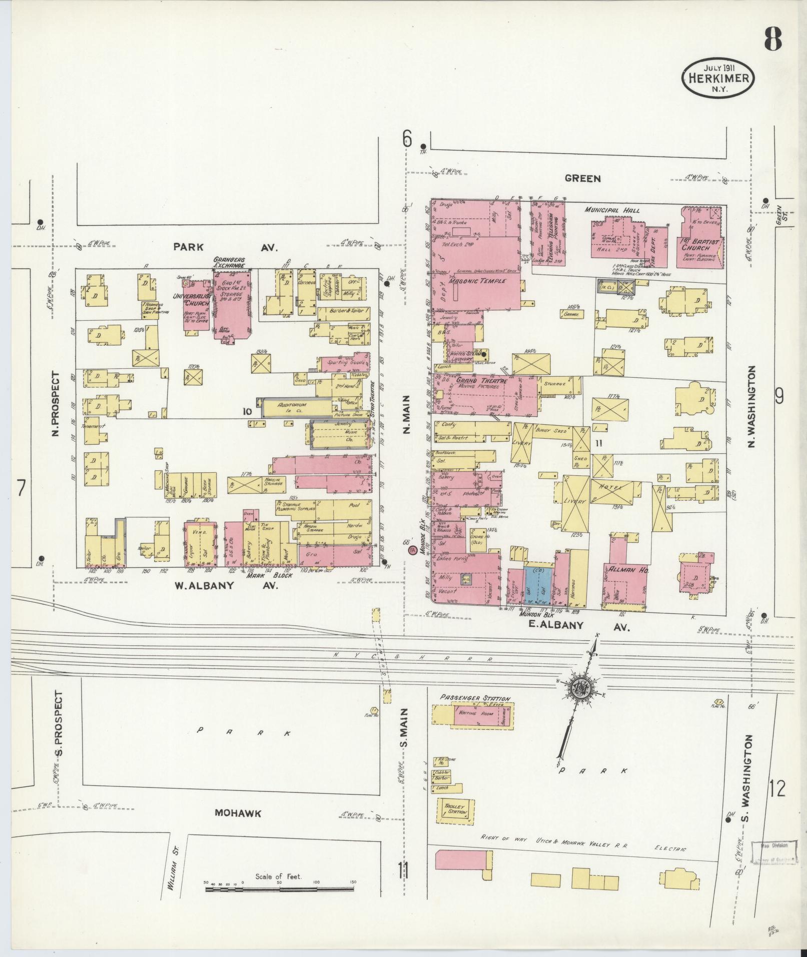 Sanborn Fire Insurance Map from Herkimer, Herkimer County, New York (1911), Sheet #0008 - Complete Map Set gallery image, historic Sanborn map, vintage wall art, New York New York