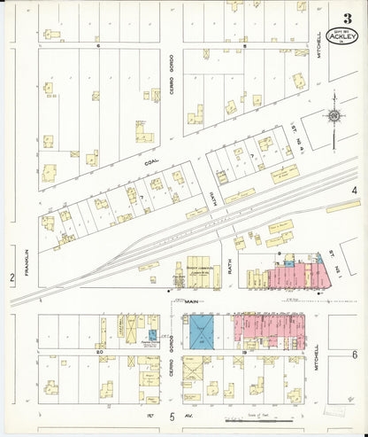 Sanborn Fire Insurance Map from Ackley, Hardin and Franklin Counties, Iowa (1911), Sheet #0003 - Historic Sanborn Fire Insurance Map Print