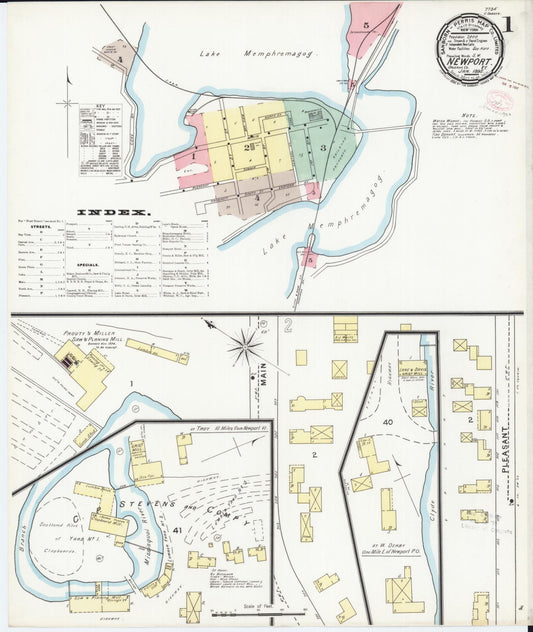 Sanborn Fire Insurance Map from Newport, Orleans County, Vermont (1895), Sheet #0001 - Historic Sanborn Fire Insurance Map Print, vintage old map wall art, antique decor, genealogy gift, Vermont Vermont map