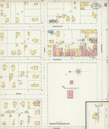 Sanborn Fire Insurance Map from Elkhorn, Walworth County, Wisconsin (1898), Sheet #0002 - Complete Map Set gallery image, historic Sanborn map, vintage wall art, Wisconsin Wisconsin