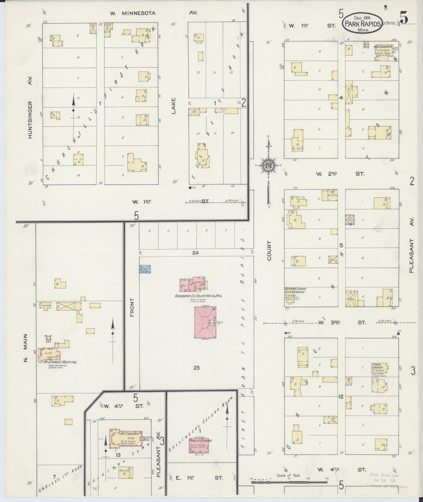 Sanborn Fire Insurance Map from Park Rapids, Hubbard County, Minnesota (1914), Sheet #0005 - Historic Sanborn Fire Insurance Map Print, vintage old map wall art, antique decor, genealogy gift, Minnesota Minnesota map