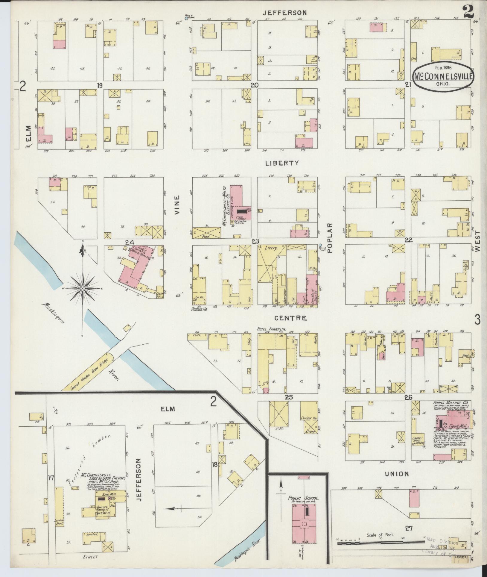 Sanborn Fire Insurance Map from McConnelsville, Morgan County, Ohio (1896), Sheet #0002 - Historic Sanborn Fire Insurance Map Print, vintage old map wall art, antique decor, genealogy gift, Ohio Ohio map