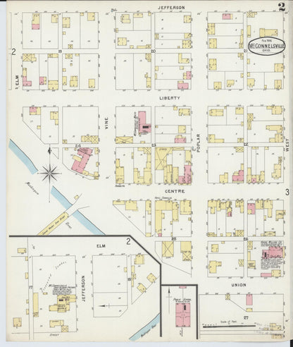 Sanborn Fire Insurance Map from McConnelsville, Morgan County, Ohio (1896), Sheet #0002 - Historic Sanborn Fire Insurance Map Print, vintage old map wall art, antique decor, genealogy gift, Ohio Ohio map