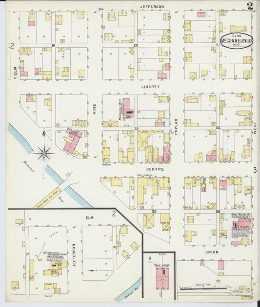 Sanborn Fire Insurance Map from McConnelsville, Morgan County, Ohio (1896), Sheet #0002 - Historic Sanborn Fire Insurance Map Print, vintage old map wall art, antique decor, genealogy gift, Ohio Ohio map