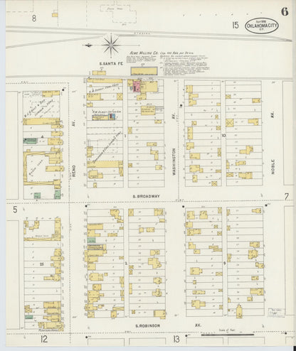 Sanborn Fire Insurance Map from Oklahoma City, Oklahoma County, Oklahoma (1898), Sheet #0006 - Complete Map Set gallery image, historic Sanborn map, vintage wall art, Oklahoma City Oklahoma