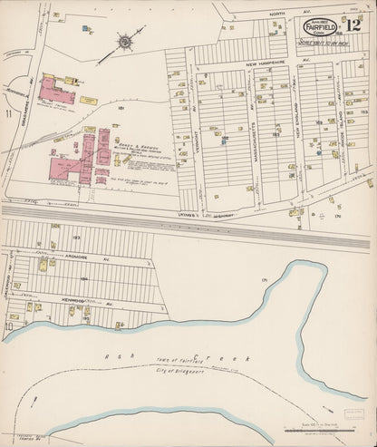 Sanborn Fire Insurance Map from Fairfield, Fairfield County, Connecticut (1922), Sheet #0012 - Complete Map Set gallery image, historic Sanborn map, vintage wall art, Connecticut Connecticut