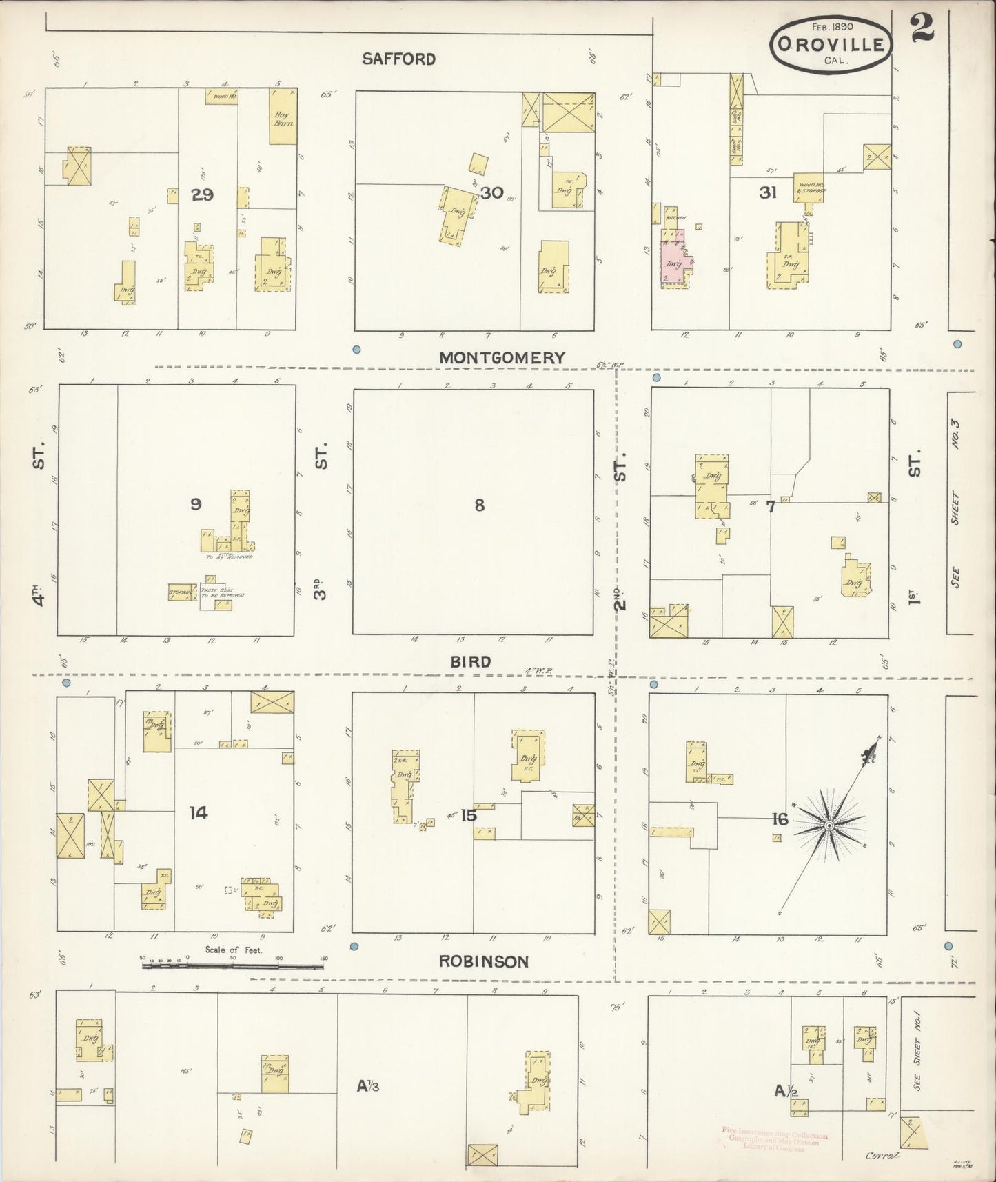 Sanborn Fire Insurance Map from Oroville, Butte County, California (1890), Sheet #0002 - Complete Map Set gallery image, historic Sanborn map, vintage wall art, California California