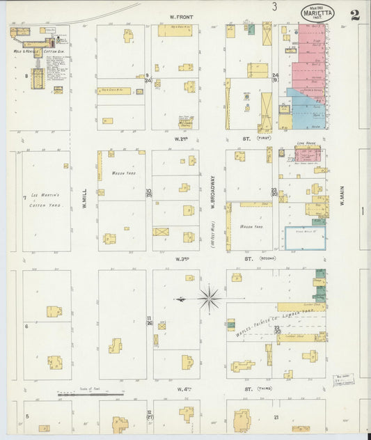 Sanborn Fire Insurance Map from Marietta, Love County, Oklahoma (1902), Sheet #0002 - Historic Sanborn Fire Insurance Map Print, vintage old map wall art, antique decor, genealogy gift, Oklahoma Oklahoma map