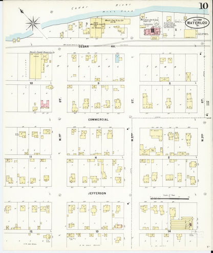 Sanborn Fire Insurance Map from Waterloo, Black Hawk County, Iowa (1897), Sheet #0010 - Historic Sanborn Fire Insurance Map Print, vintage old map wall art