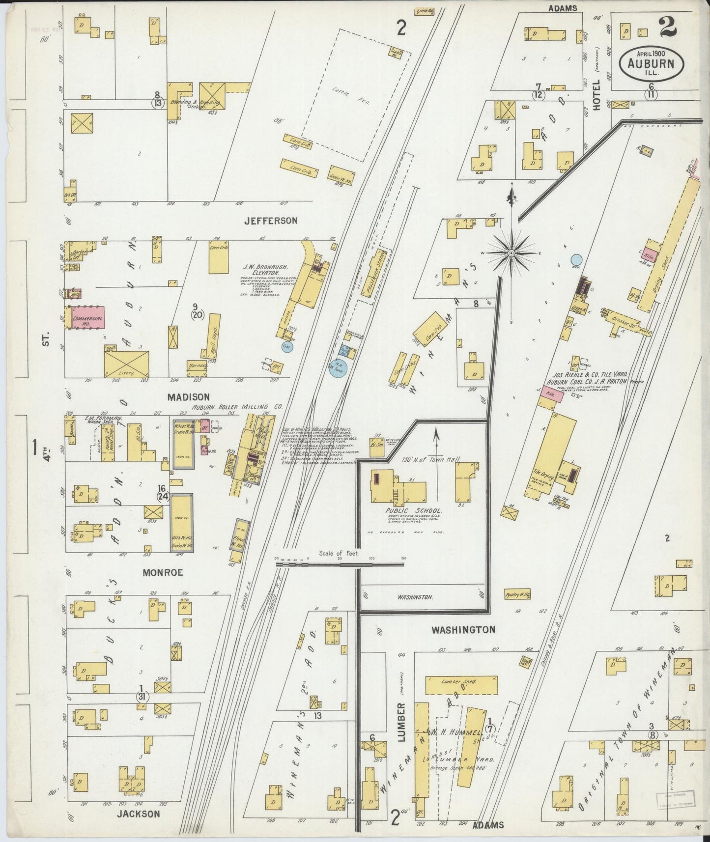 Sanborn Fire Insurance Map from Auburn, Sangamon County, Illinois (1900), Sheet #0002 - Complete Map Set gallery image, historic Sanborn map, vintage wall art, Illinois Illinois