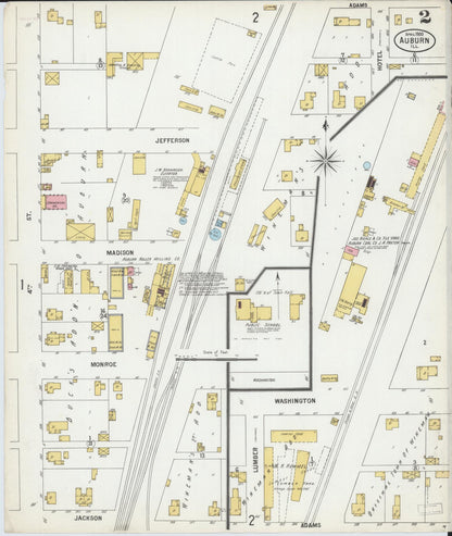 Sanborn Fire Insurance Map from Auburn, Sangamon County, Illinois (1900), Sheet #0002 - Complete Map Set gallery image, historic Sanborn map, vintage wall art, Illinois Illinois