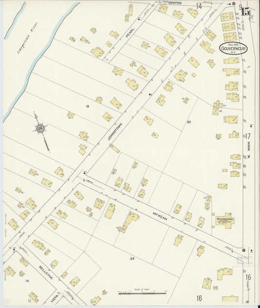 Sanborn Fire Insurance Map from Gouverneur, Saint Lawrence County, New York (1912), Sheet #0015 - Historic Sanborn Fire Insurance Map Print, vintage old map wall art, antique decor, genealogy gift, New York New York map