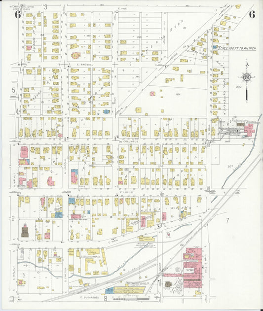 Sanborn Fire Insurance Map from Wilmington, Clinton County, Ohio (1933), Sheet #0006 - Historic Sanborn Fire Insurance Map Print, vintage old map wall art, antique decor, genealogy gift, Ohio Ohio map
