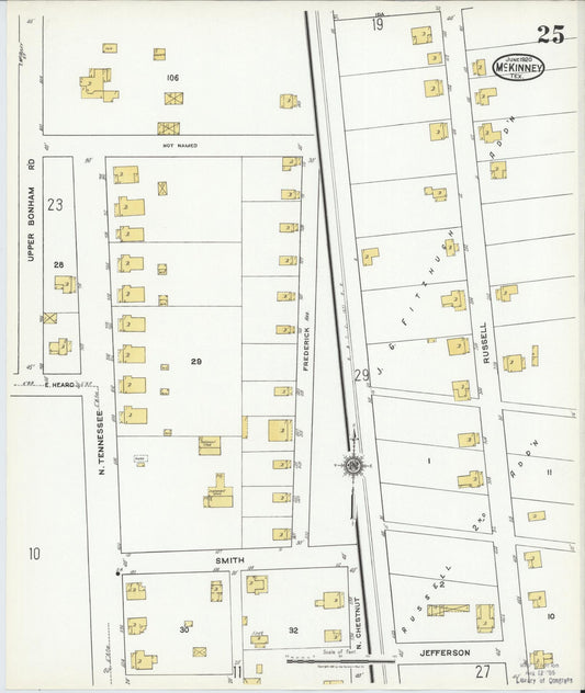 Sanborn Fire Insurance Map from McKinney, Collin County, Texas (1920), Sheet #0025 - Historic Sanborn Fire Insurance Map Print, vintage old map wall art, antique decor, genealogy gift, Texas Texas map