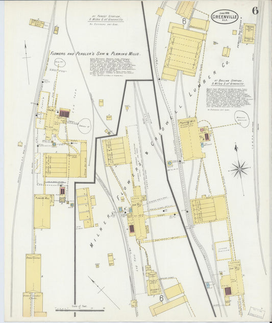 Sanborn Fire Insurance Map from Greenville, Butler County, Alabama (1898), Sheet #0006 - Historic Sanborn Fire Insurance Map Print, vintage old map wall art, antique decor, genealogy gift, Alabama Alabama map