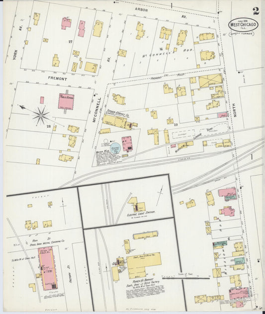 Sanborn Fire Insurance Map from West Chicago, Du Page County, Illinois (1898), Sheet #0002 - Historic Sanborn Fire Insurance Map Print, vintage old map wall art, antique decor, genealogy gift, Illinois Illinois map