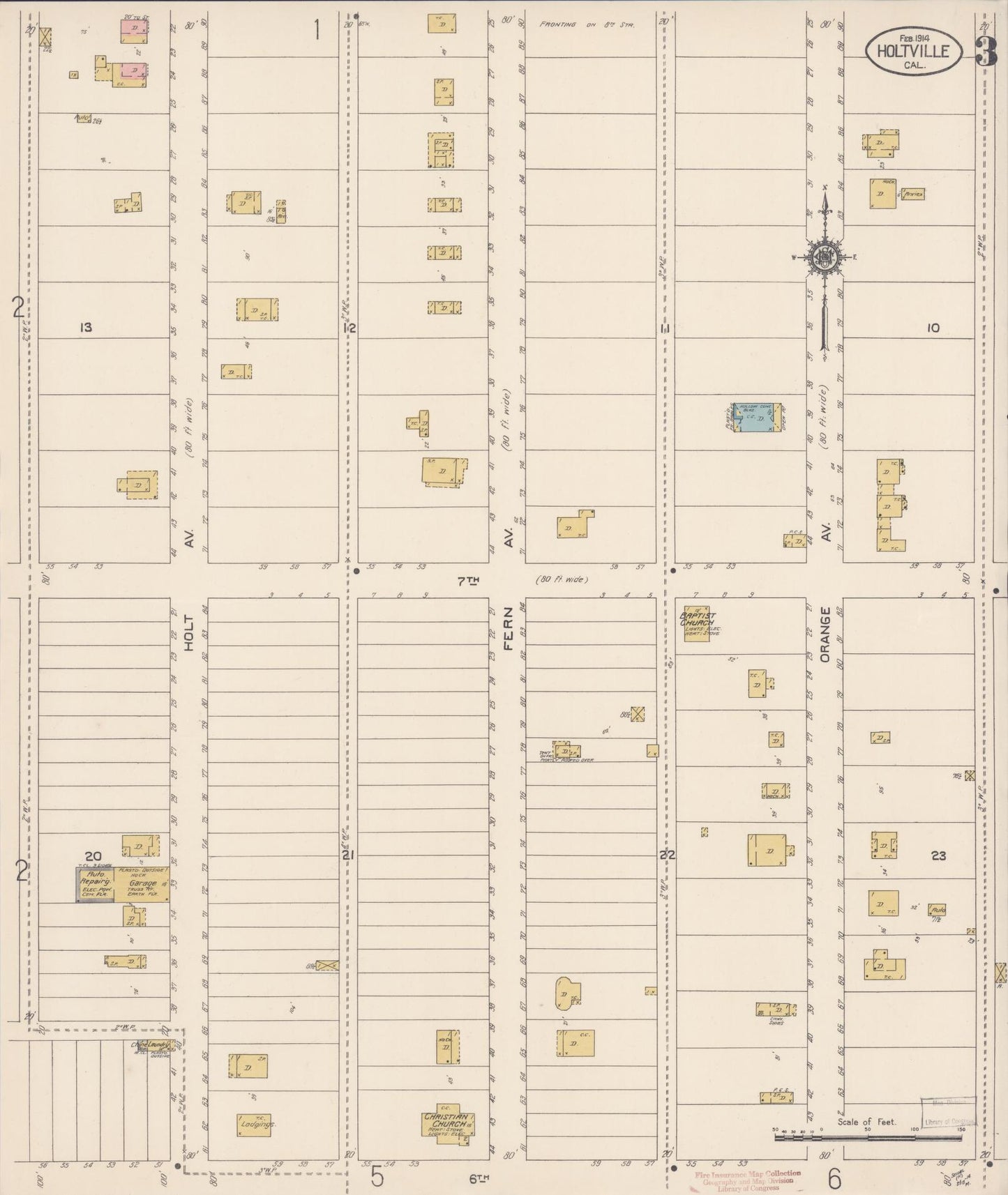 Sanborn Fire Insurance Map from Holtville, Imperial County, California (1914), Sheet #0003 - Complete Map Set gallery image, historic Sanborn map, vintage wall art, California California