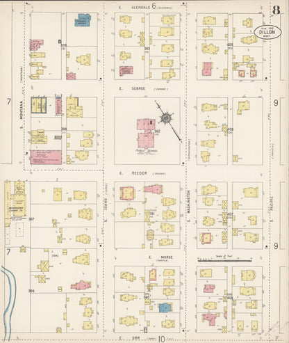 Sanborn Fire Insurance Map from Dillon, Beaverhead County, Montana (1912), Sheet #0008 - Complete Map Set gallery image, historic Sanborn map, vintage wall art, Montana Montana