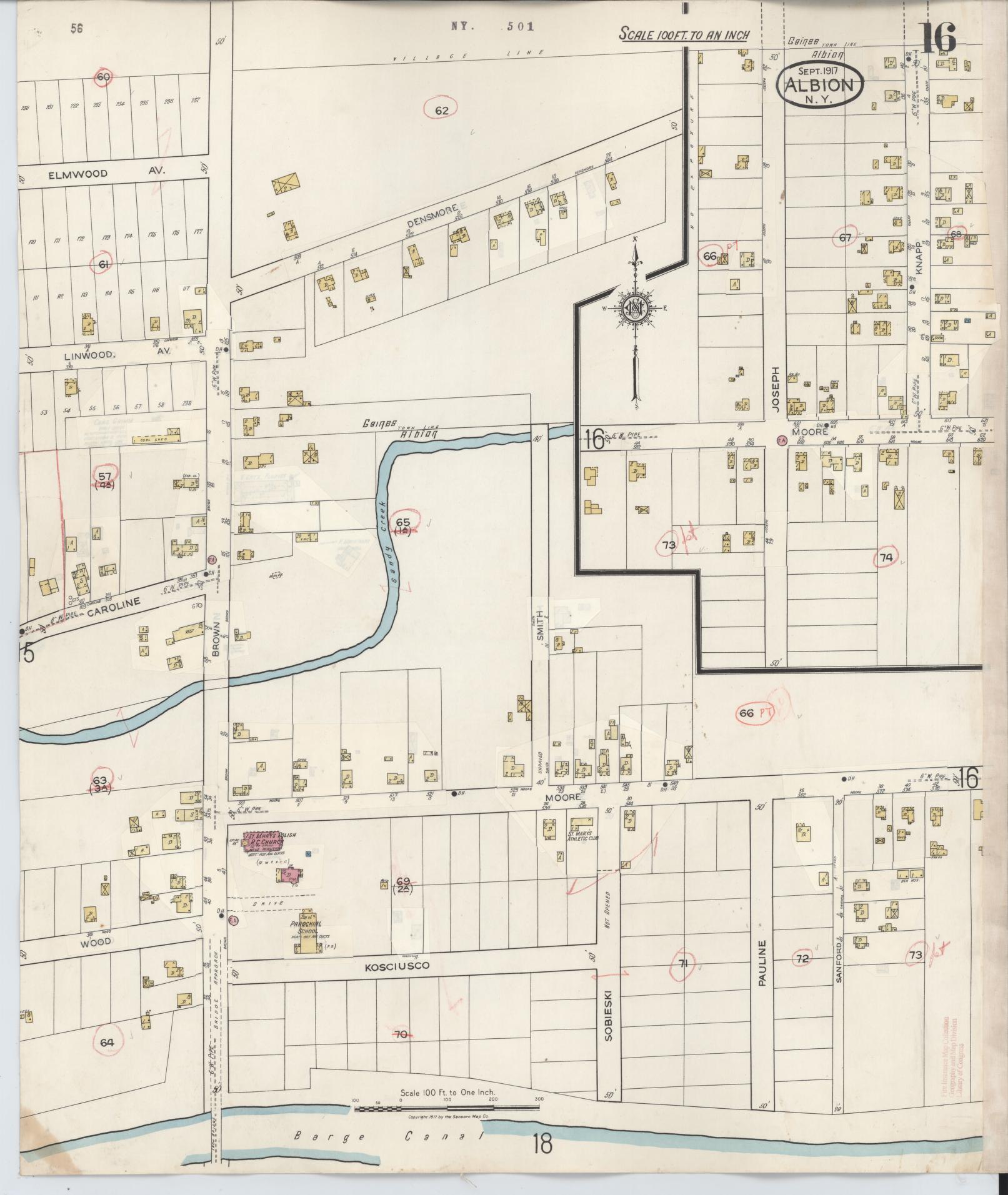 Sanborn Fire Insurance Map from Albion, Orleans County, New York (1941), Sheet #0016 - Complete Map Set gallery image, historic Sanborn map, vintage wall art, New York New York