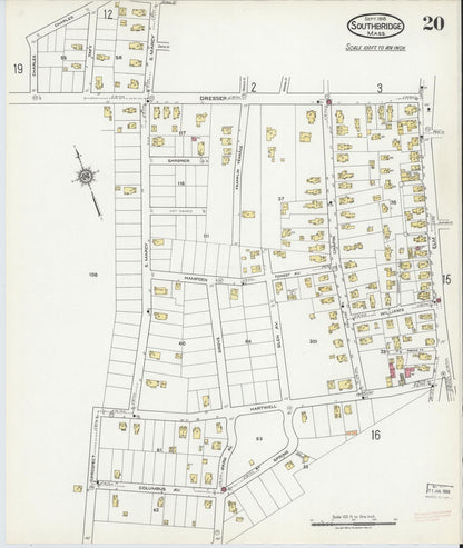 Sanborn Fire Insurance Map from Southbridge, Worcester County, Massachusetts (1918), Sheet #0020 - Complete Map Set gallery image, historic Sanborn map, vintage wall art, Massachusetts Massachusetts