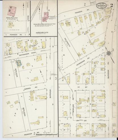 Sanborn Fire Insurance Map from Baraga, Baraga County, Michigan (1914), Sheet #0002 - Complete Map Set gallery image, historic Sanborn map, vintage wall art, Michigan Michigan