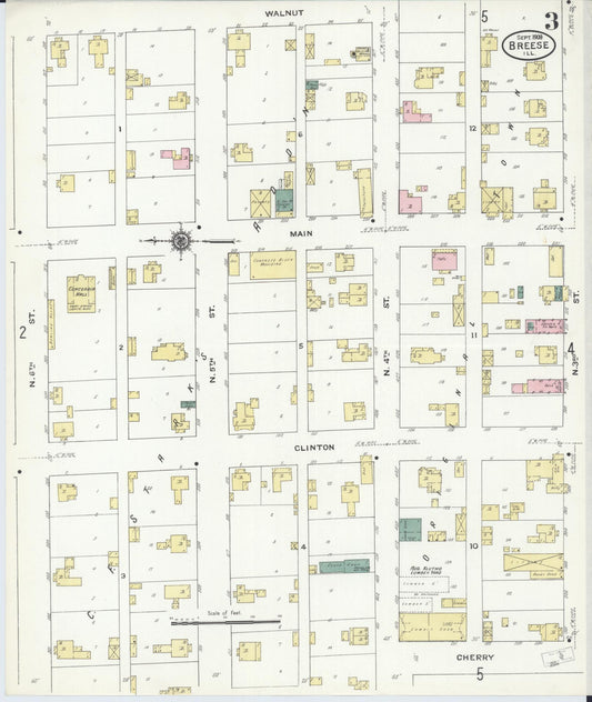 Sanborn Fire Insurance Map from Breese, Clinton County, Illinois (1909), Sheet #0003 - Historic Sanborn Fire Insurance Map Print, vintage old map wall art, antique decor, genealogy gift, Illinois Illinois map