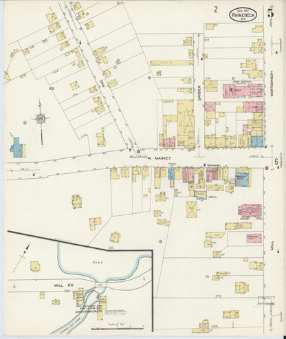 Sanborn Fire Insurance Map from Rhinebeck, Dutchess County, New York (1912), Sheet #0005 - Complete Map Set gallery image, historic Sanborn map, vintage wall art, New York New York
