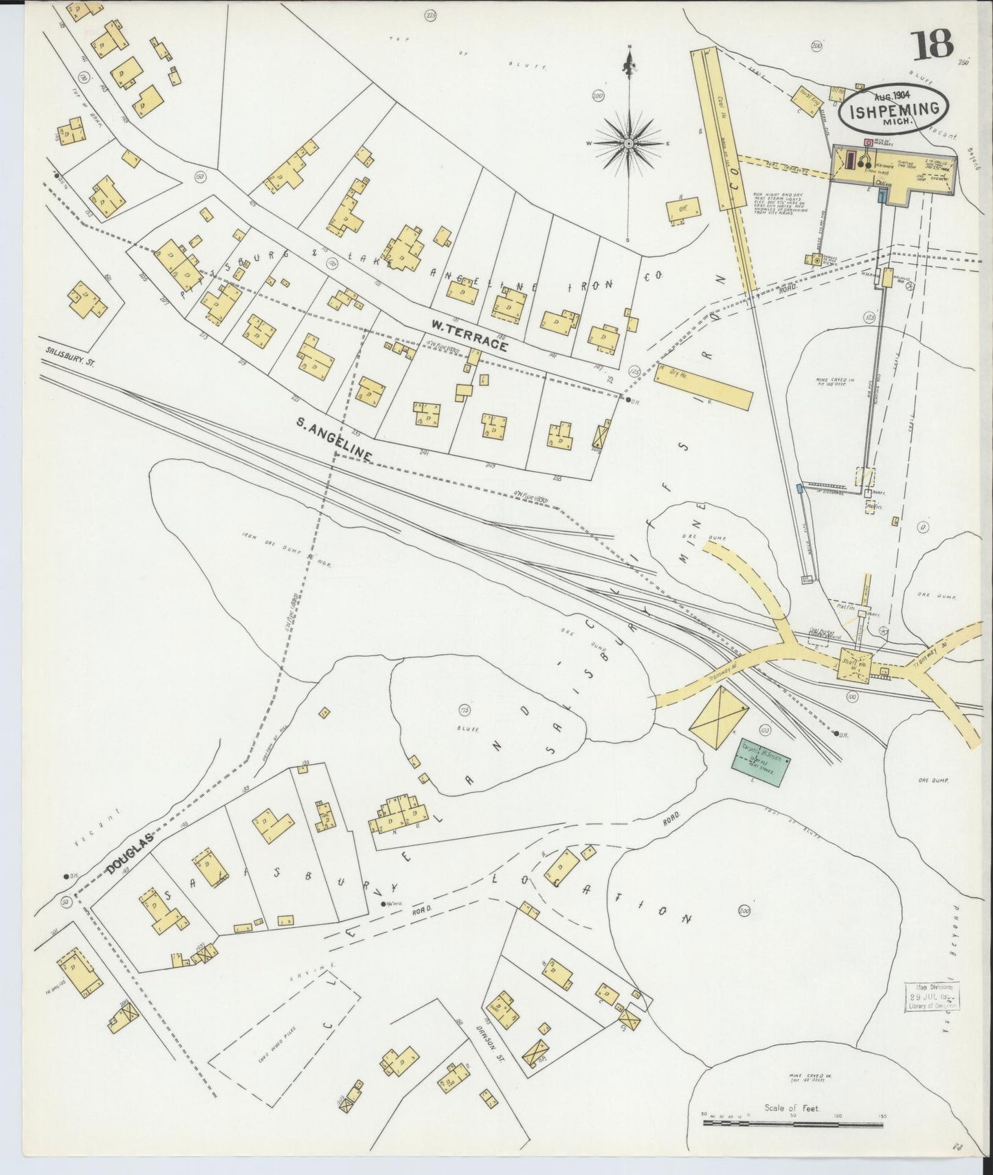 Sanborn Fire Insurance Map from Ishpeming, Marquette County, Michigan (1904), Sheet #0018 - Complete Map Set gallery image, historic Sanborn map, vintage wall art, Michigan Michigan