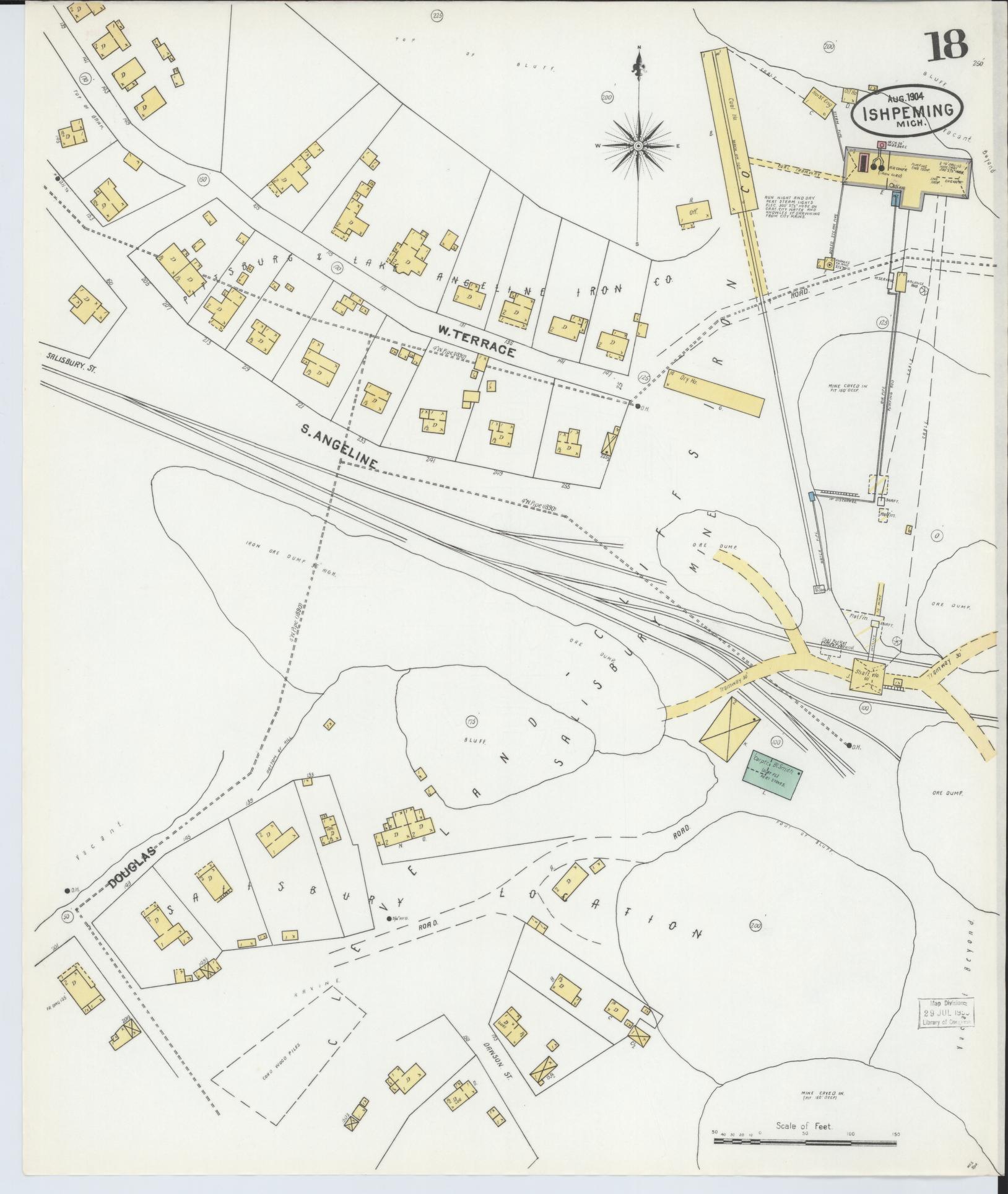 Sanborn Fire Insurance Map from Ishpeming, Marquette County, Michigan (1904), Sheet #0018 - Complete Map Set gallery image, historic Sanborn map, vintage wall art, Michigan Michigan