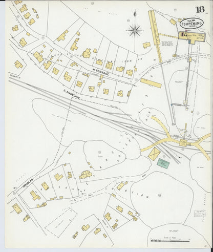 Sanborn Fire Insurance Map from Ishpeming, Marquette County, Michigan (1904), Sheet #0018 - Complete Map Set gallery image, historic Sanborn map, vintage wall art, Michigan Michigan