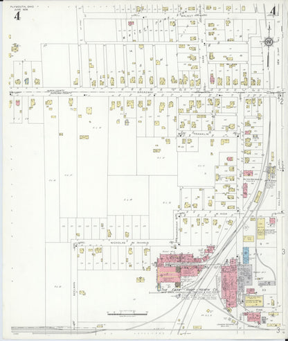 Sanborn Fire Insurance Map from Plymouth, Huron And Richland Counties, Ohio (1938), Sheet #0004 - Historic Sanborn Fire Insurance Map Print, vintage old map wall art, antique decor, genealogy gift, Ohio Ohio map