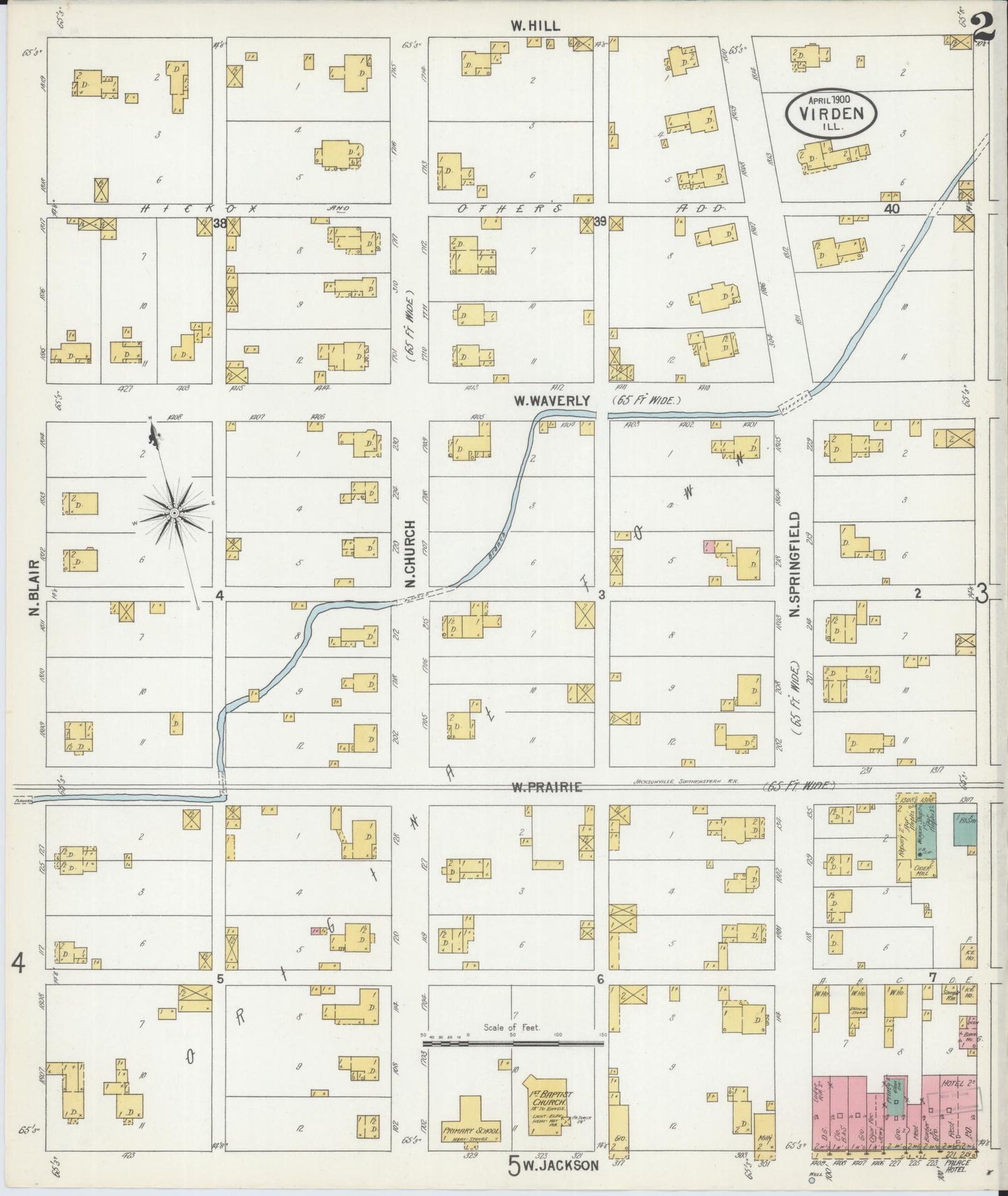Sanborn Fire Insurance Map from Virden, Macoupin County, Illinois (1900), Sheet #0002 - Complete Map Set gallery image, historic Sanborn map, vintage wall art, Illinois Illinois